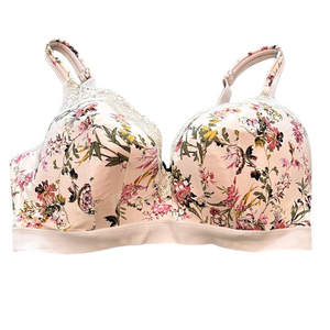 Cacique Floral Bra Pink Green With Lace 40F
